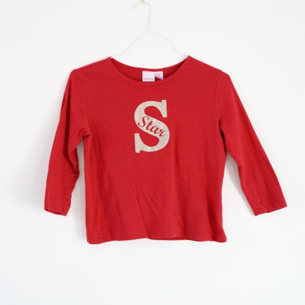 Gold Glitter Super Star Long Sleeve Shirt | Size XL